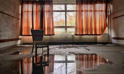 View of window in water